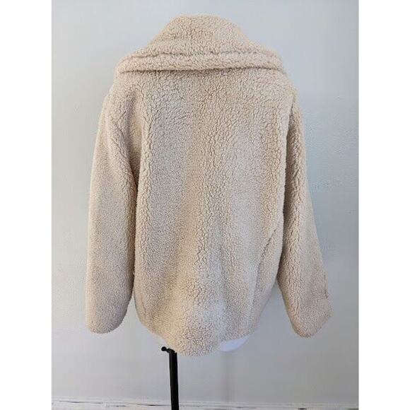 Free People Size XS Double Breasted Teddy Coat Tan Wide Collar Winter Jacket - Picture 10 of 12